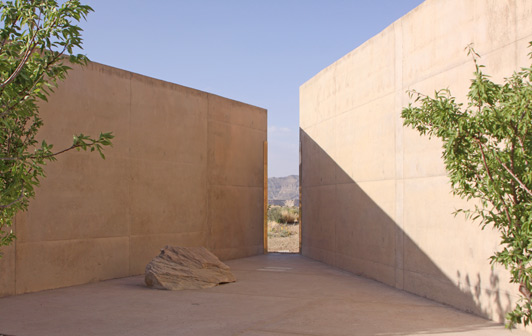 Amangiri's rectalinear design is in contrast to the natural shapes of the boulders that surround the resort.