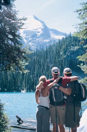 Family bonding along the shores of Joffre Lake near Whistler.