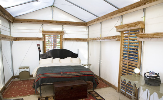 Think glamping in a US national park means roughing it? Check out the comforters and Pendleton wool blankets that kept us warm at night.