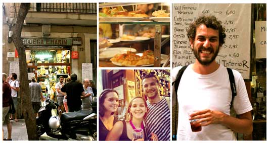 Spain - Best Local Private Guides: Lucas, Kristen, and Peter try Catalan Vermouth on their tapas tour.