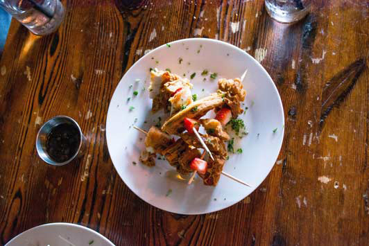 At Seven Bar, on this Santa Barbara food tour, waffles are served with "heavenly" maple syrup.