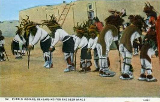 A Pueblo dance won’t look much different today from the way it looks in the vintage postcards found in Santa Fe’s antique shops.