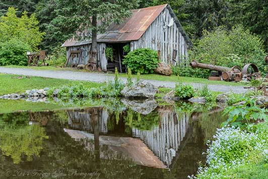 Alaska hiking trails: Barn from the late 1800s, Crow Creek Mine, Girdwood. Photo credit Victoria Lynn Pennick.