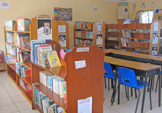 This school library was made possible by donations sent from the U.S.