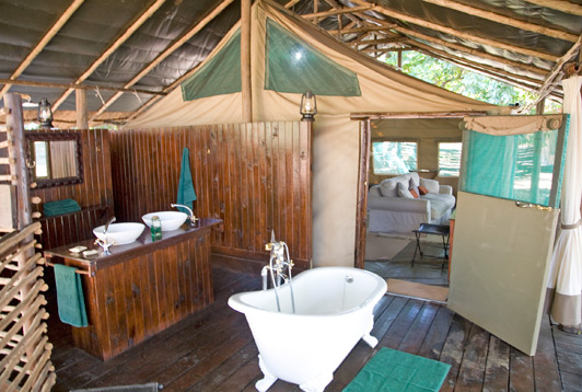 Zambia safari: Our bathtub at Chiawa Camp provided a view of wildlife on the bank of the Lower Zambezi.