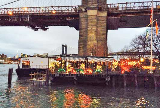 The River Cafe, a truly remarkable dining experience. The whole restaurant sits on a barge under the Brooklyn Bridge