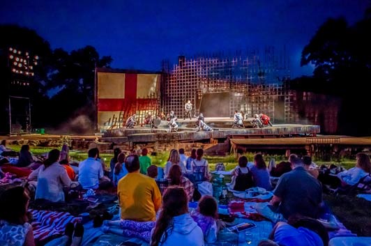A scene from Shakespeare Festival St Louis’ production in Forest Park last year. Photo credit: J. David Levy.