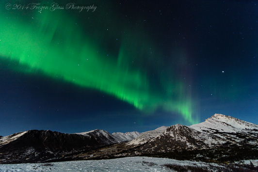 Aurora Borealis (Northern Lights) viewed from Anchorage over the Chugach Mountain Range, November 4, 2014. Credit: Victoria Lynn Pennick.