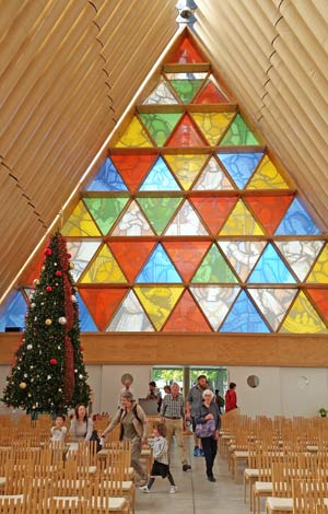 The Cardboard Cathedral is a few blocks from the landmark ChristChurch Cathedral that was badly damaged in 2011.