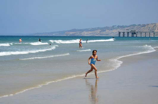 La Jolla Shores Beach is a safe swim spot for families and a great place to play in the sand.
