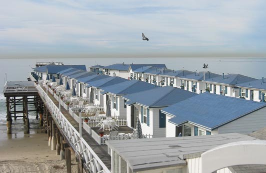 The cottages on Crystal Pier were built in 1930. Guests have the choice of studios, one- and two-bedroom units.