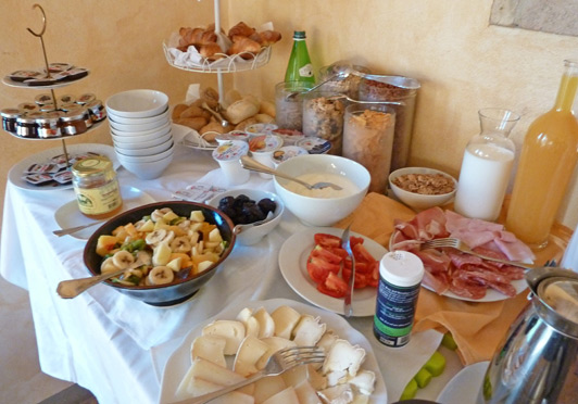 Breakfast at Il Bel Canto in Radicondoli, Tuscany, Italy.